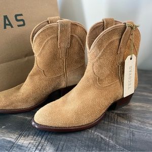 Tecovas The Lucy Suede Leather Sand Suede Toe Heel Western Booties, Size 8, NWT